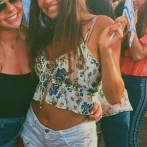 White crop top, tie front, size L